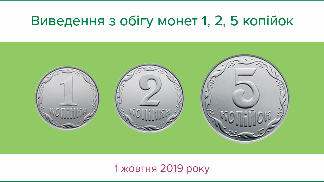 Монетами 1, 2 та 5 копійок не можна розраховуватися з 1 жовтня 2019 року